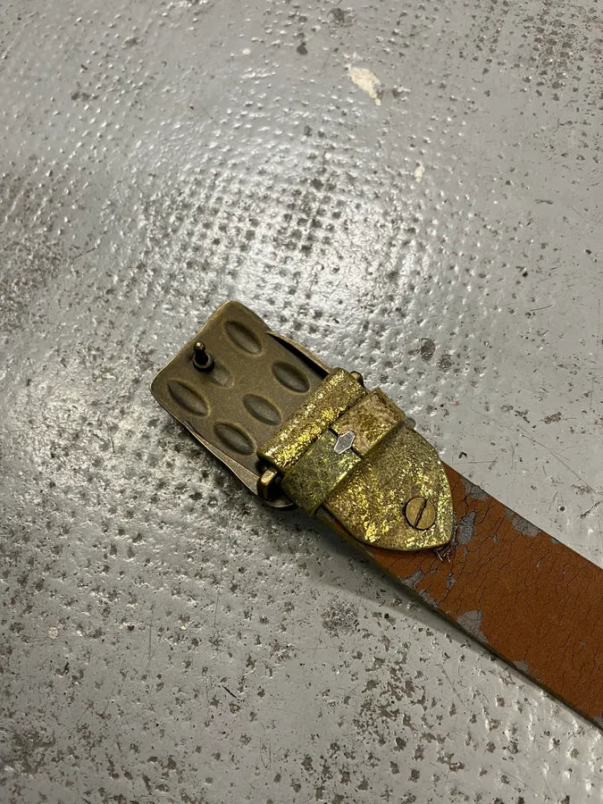 2000s Artisanal Crocodile Skin Buckle Leather Belt psiUSnu 7
