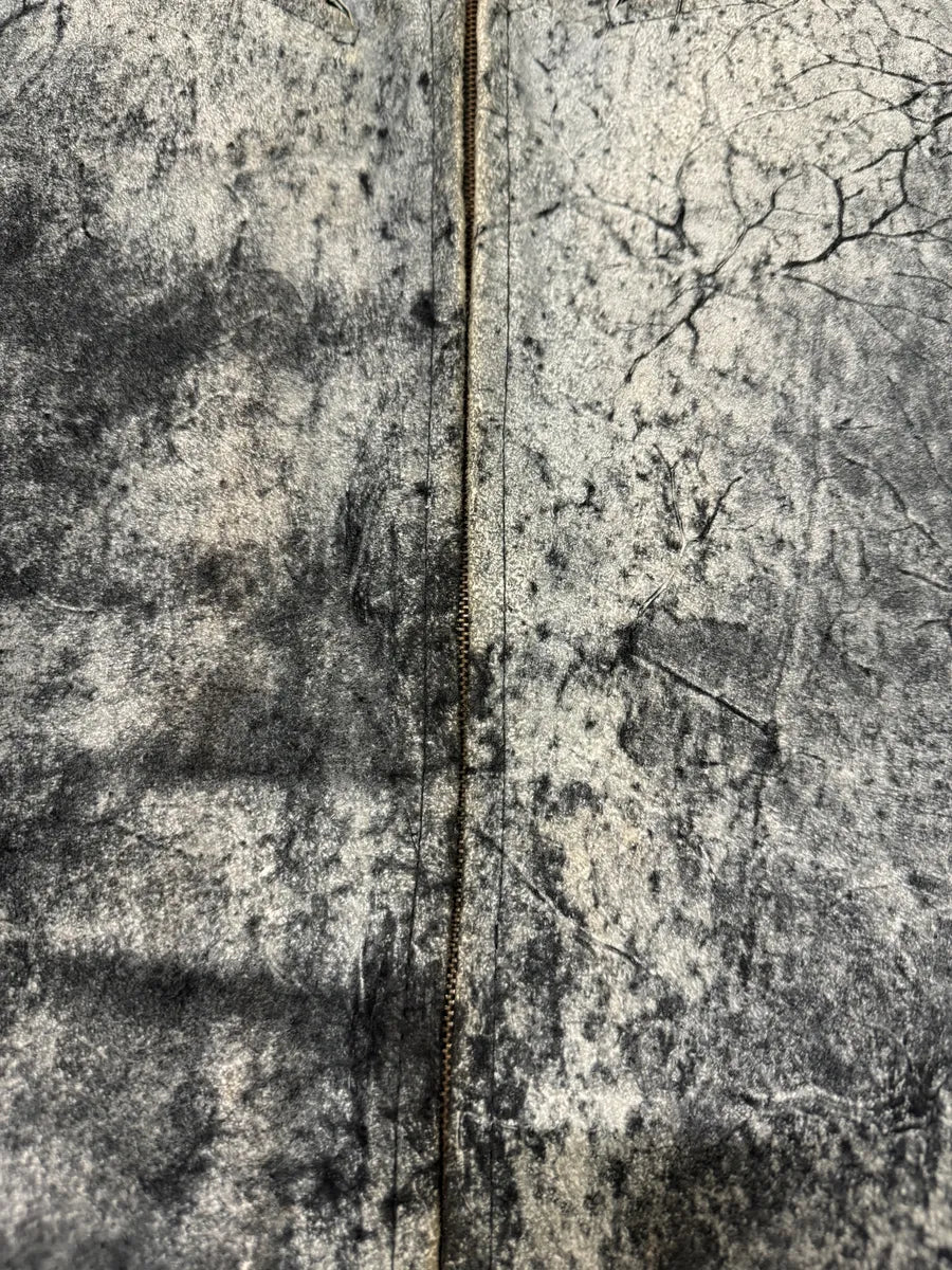 2000s Artisanal Grey Eroded Leather Jacket vZMlgLN 9