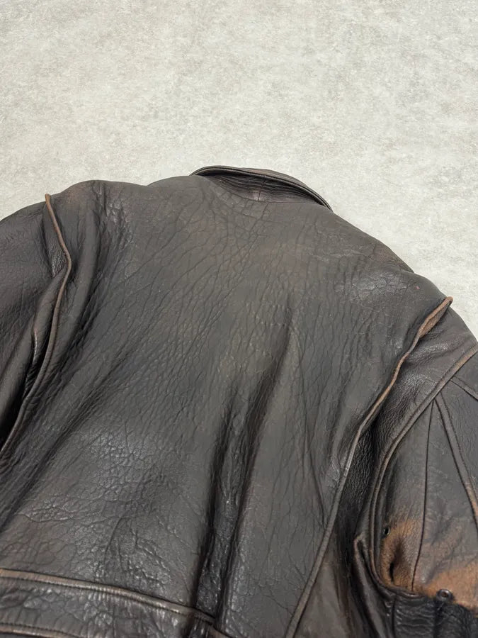 2000s Avirex Brown Pilot Aviator Bomber Jacket SoDOrBA 5