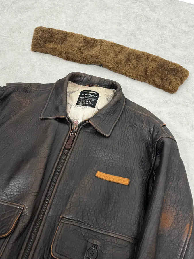2000s Avirex Brown Pilot Aviator Bomber Jacket SoDOrBA 4