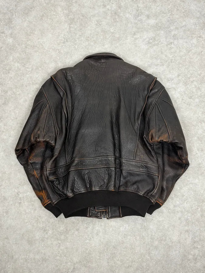 2000s Avirex Brown Pilot Aviator Bomber Jacket SoDOrBA 3