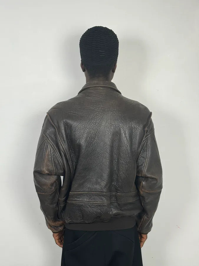 2000s Avirex Brown Pilot Aviator Bomber Jacket SoDOrBA 2