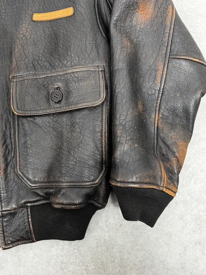 2000s Avirex Brown Pilot Aviator Bomber Jacket SoDOrBA 7