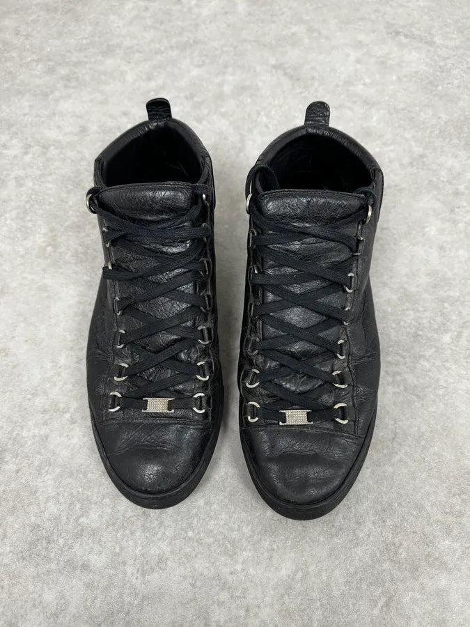 2000s Balenciaga Arena Black Cracked Leather High Sneakers XDuGODi 1