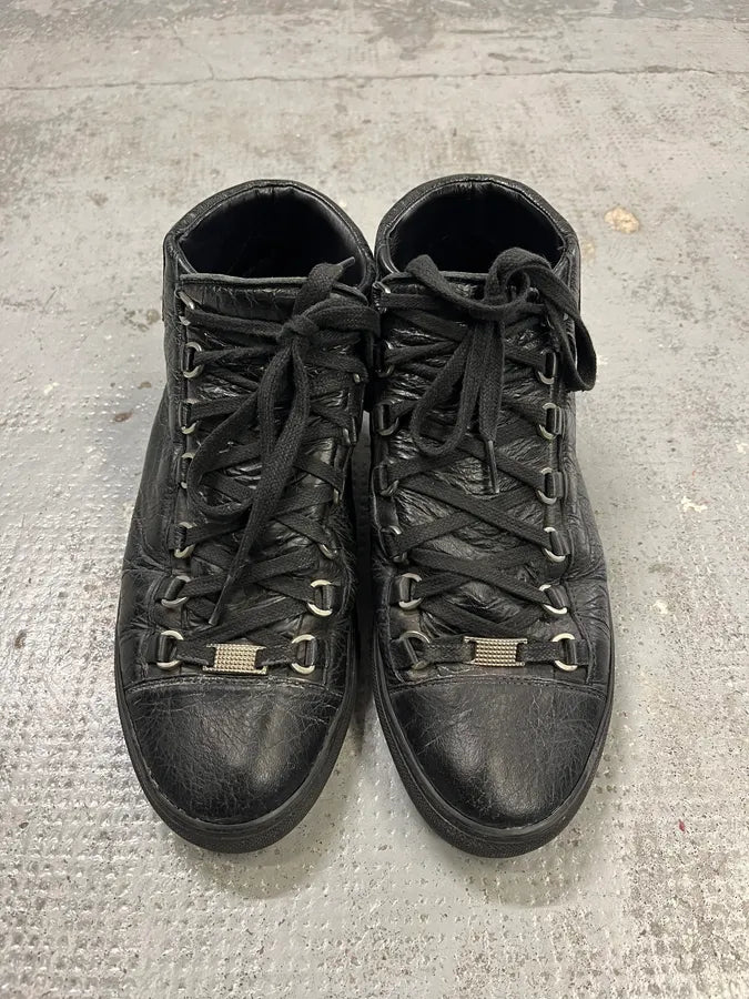 2000s Balenciaga Arena Grey Leather High-Top Sneakers UEuStrI 3