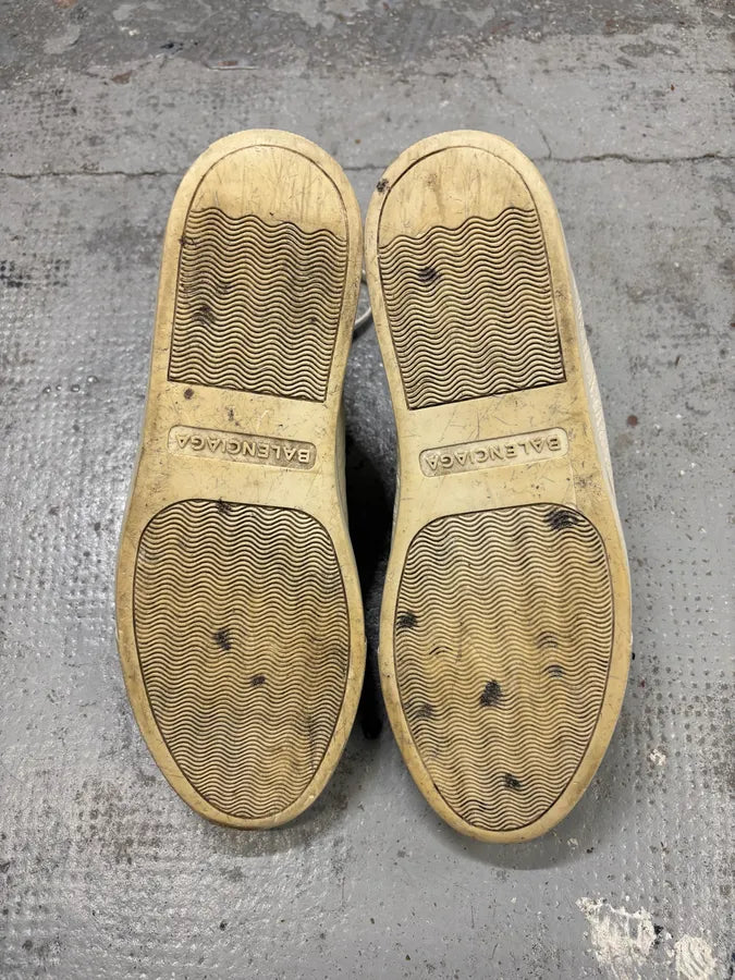 2000s Balenciaga Arena White Cracked Leather High Top Sneakers TGmwFYd 5