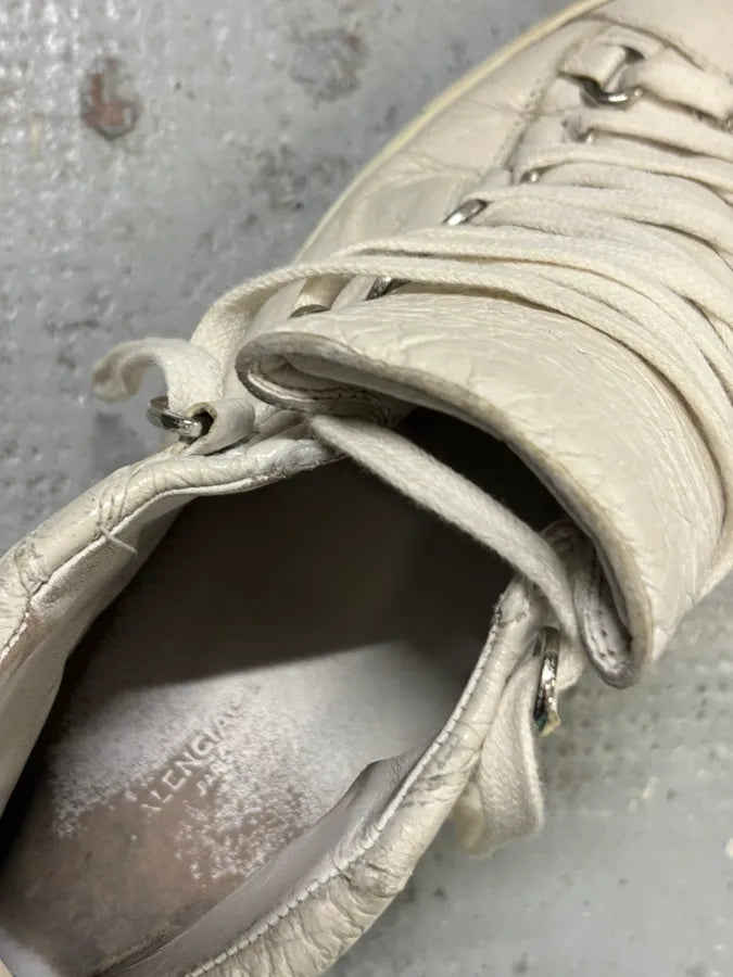 2000s Balenciaga Arena White Cracked Leather High Top Sneakers TGmwFYd 6