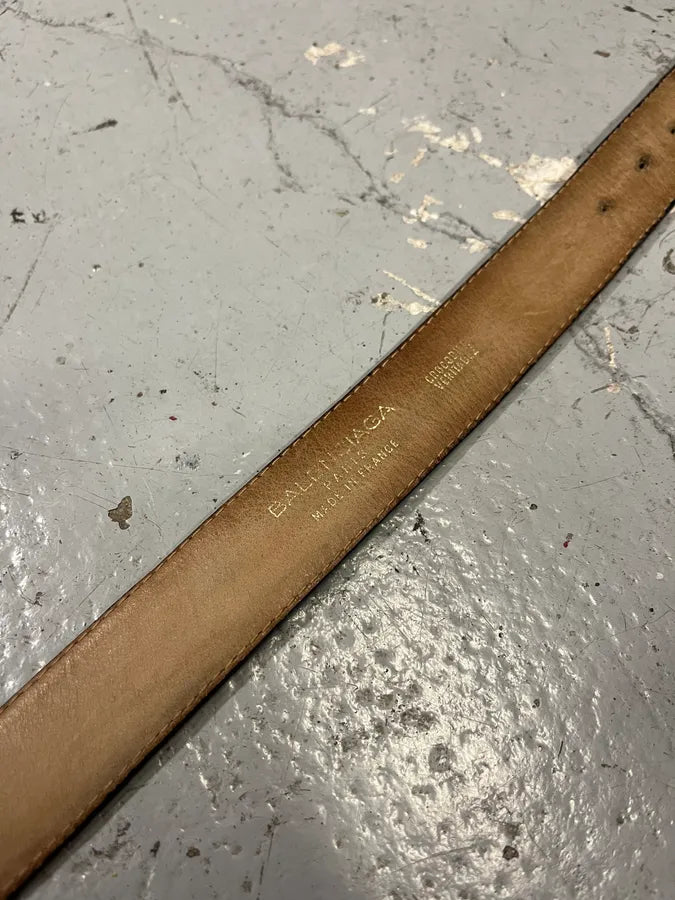 2000s Balenciaga Black Crocodile Effect Leather Belt HZekVmi 7