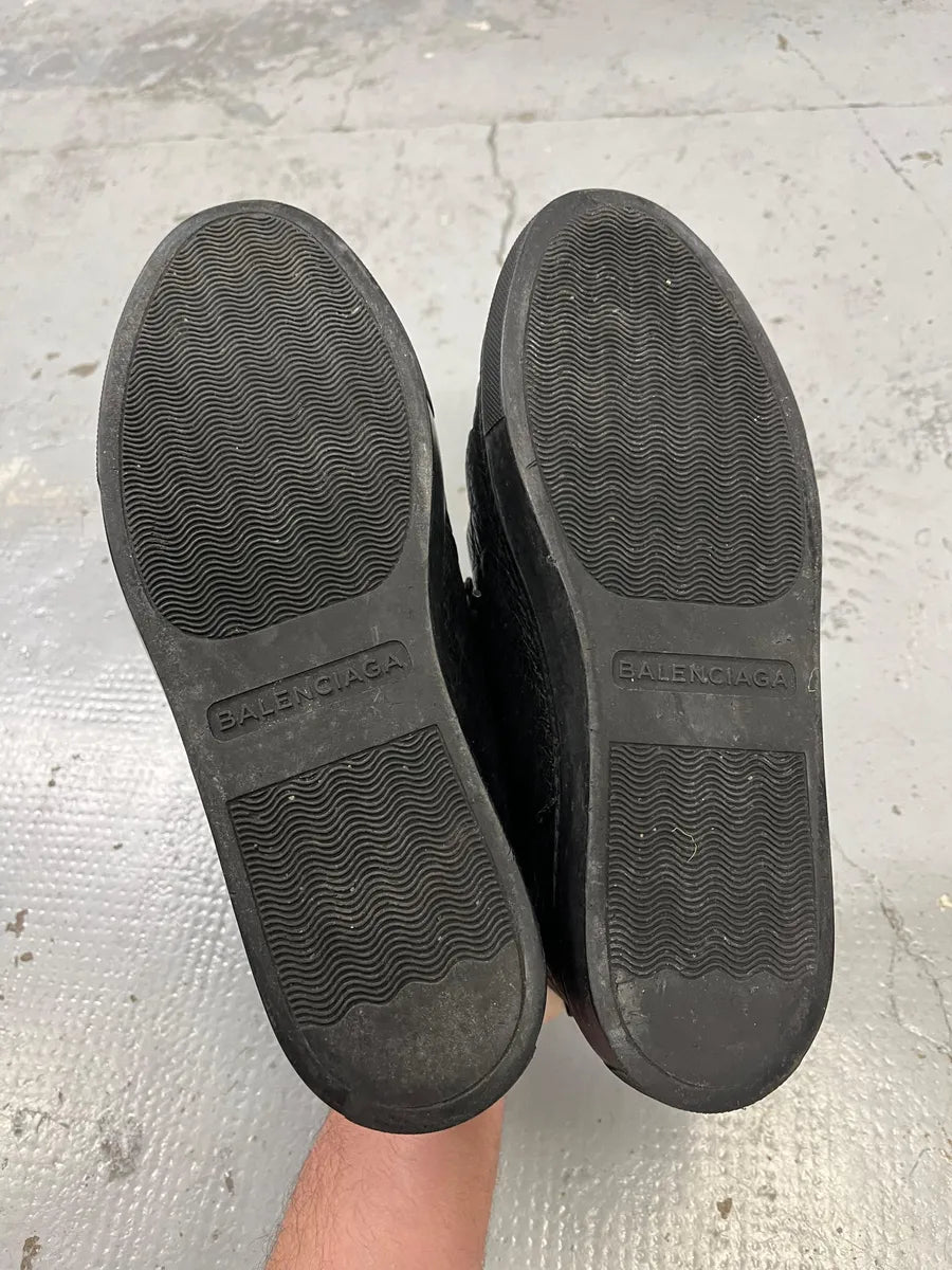 Balenciaga Arena Black Leather High-Top Sneakers cpTiYuU 4