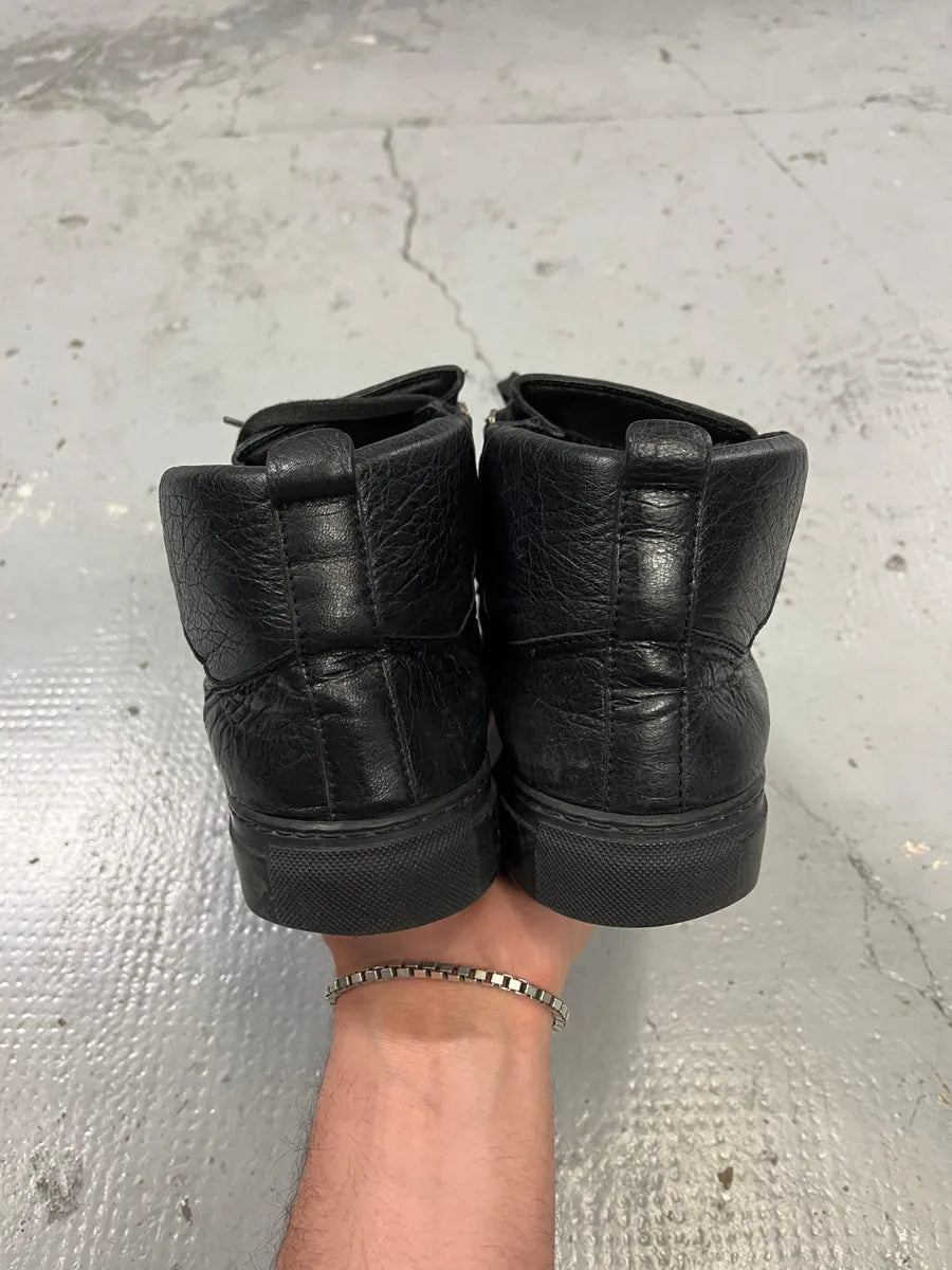 Balenciaga Arena Black Leather High-Top Sneakers cpTiYuU 5