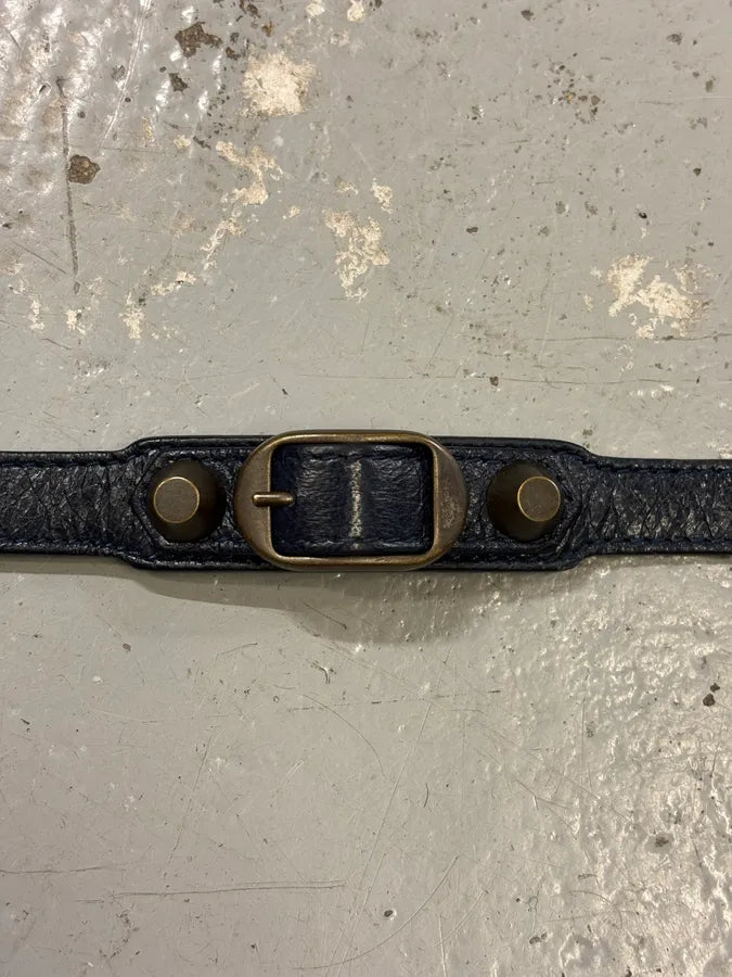 2010s Balenciaga Navy Leather Studded Arena Bracelet qgCxxQl 5