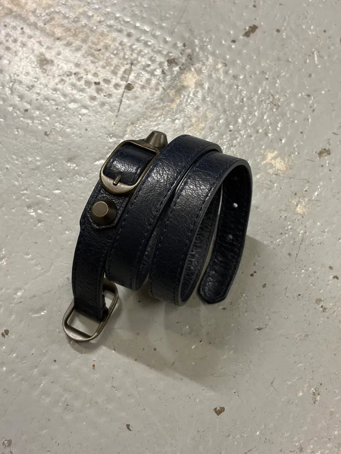 2010s Balenciaga Navy Leather Studded Arena Bracelet qgCxxQl 4