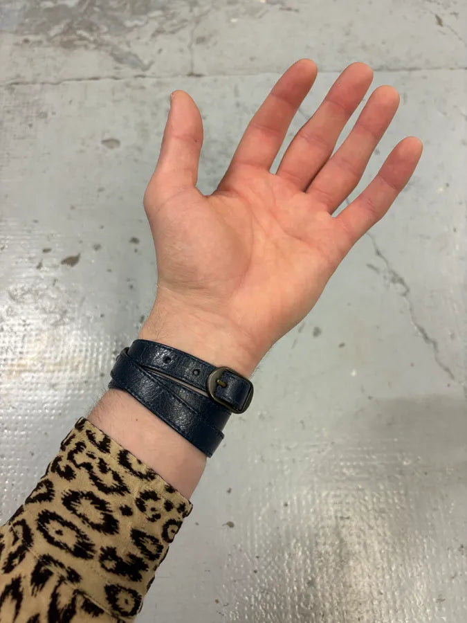 2010s Balenciaga Navy Leather Studded Arena Bracelet qgCxxQl 1