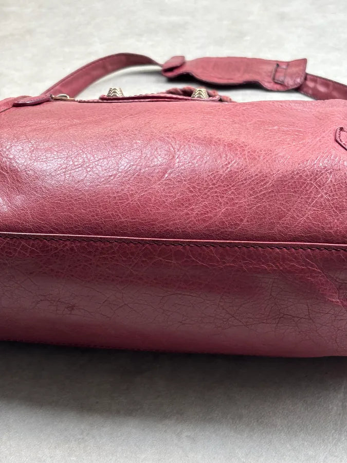 2000s Balenciaga Bordeaux Leather City Handle Bag gXNSNXl 10