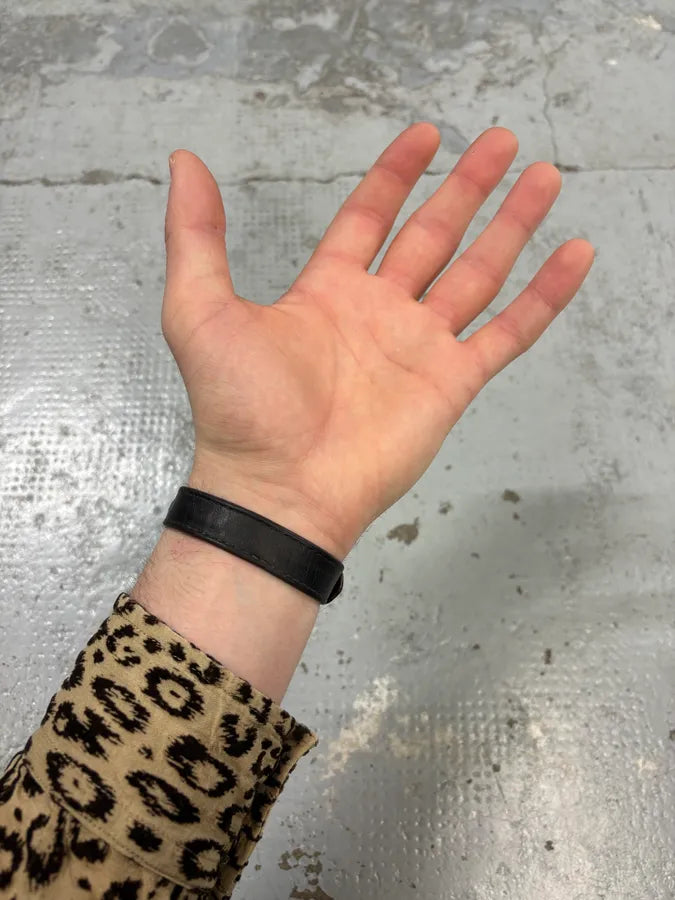 2000s Balenciaga Brown Leather Gold Stud Arena Bracelet AWbHOMJ 1