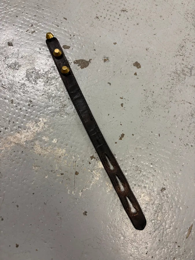 2000s Balenciaga Brown Leather Gold Stud Arena Bracelet AWbHOMJ 3