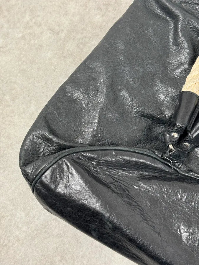 2000s Balenciaga City Black Leather Rope Backpack qtaTlms 7
