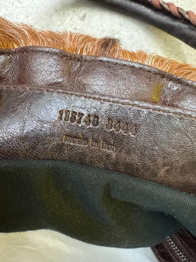 2000s Balenciaga City Brown Pony Hair Leather Moto Handle Bag ZXvumaF 7