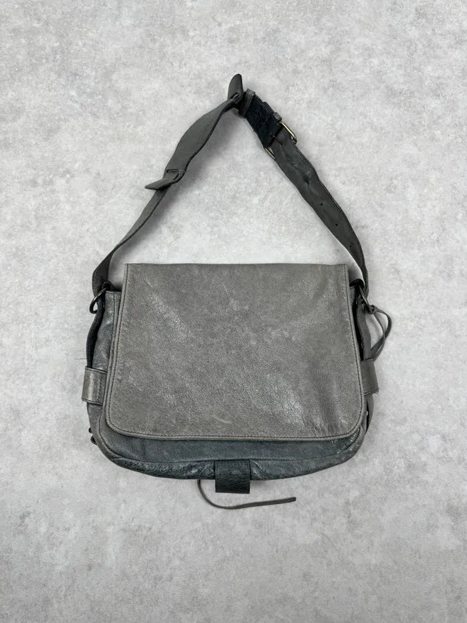 2000s Balenciaga City Grey Leather Shoulder Bag YGQQZjp 0
