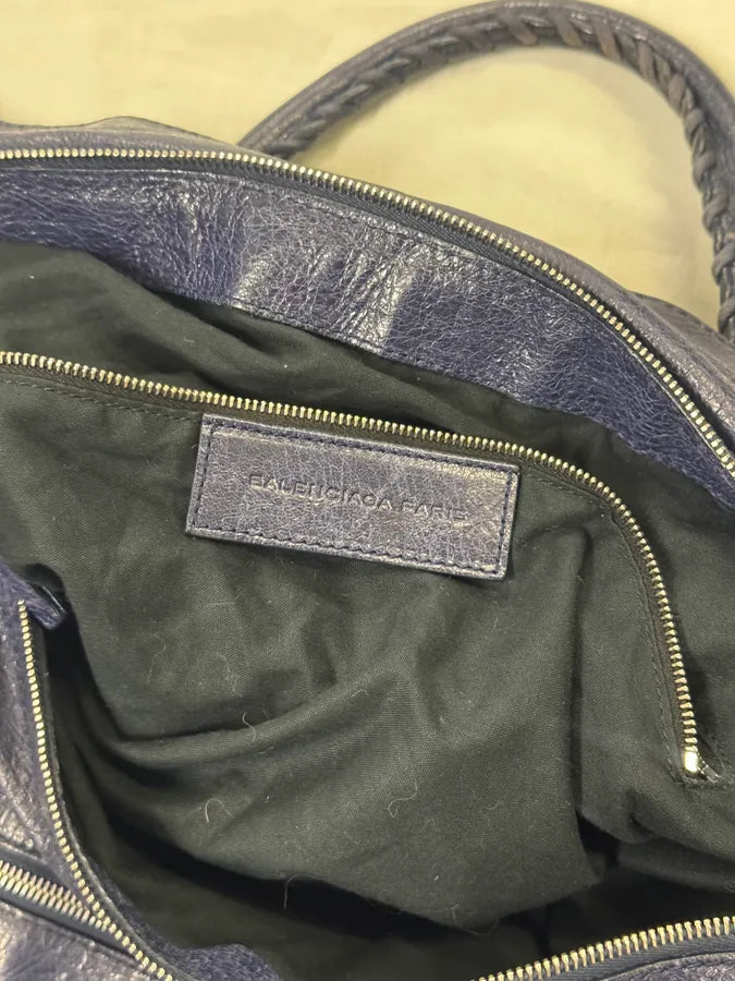 2000s Balenciaga City Navy Duffle Leather Multi-Pocket Medium Bag xDfCAtT 11