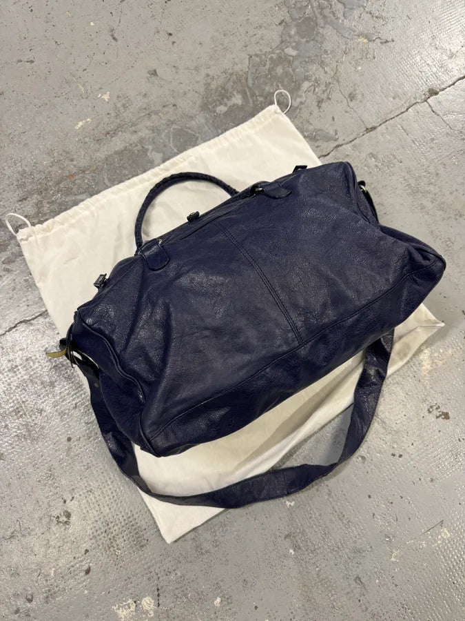 2000s Balenciaga City Navy Duffle Leather Multi-Pocket Medium Bag xDfCAtT 5