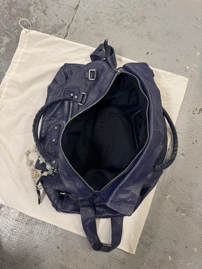 2000s Balenciaga City Navy Duffle Leather Multi-Pocket Medium Bag xDfCAtT 6