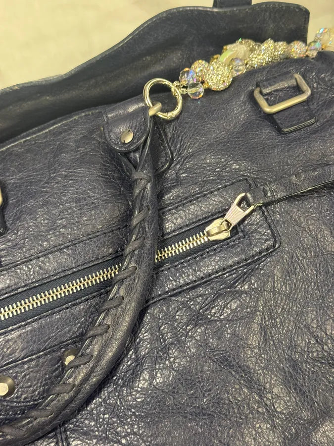 2000s Balenciaga City Navy Duffle Leather Multi-Pocket Medium Bag xDfCAtT 8