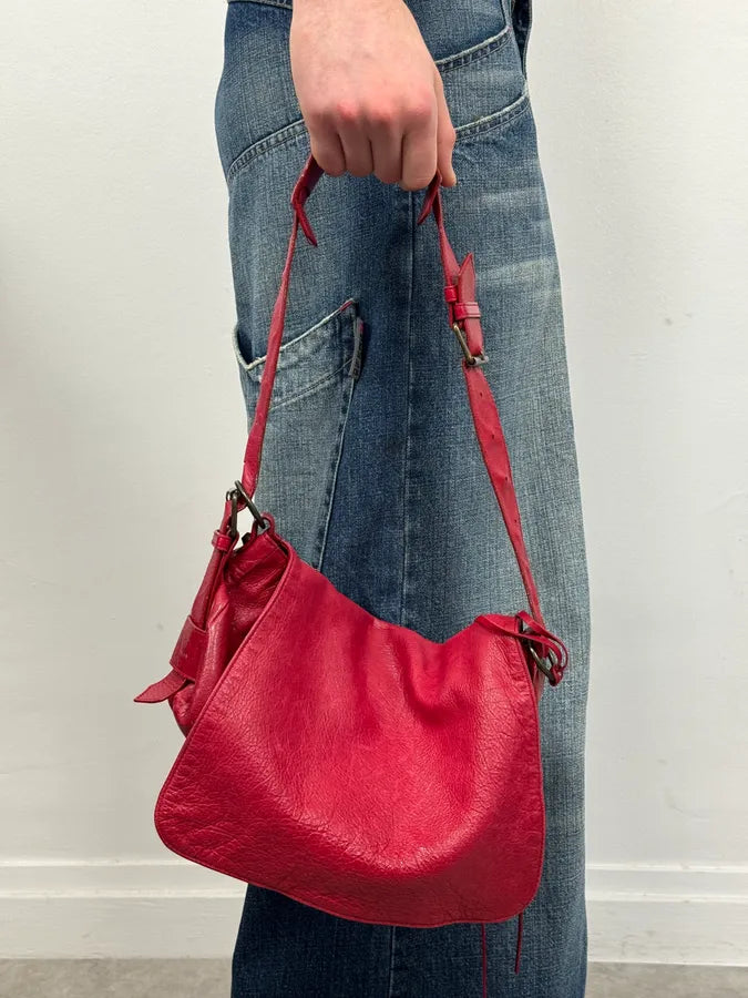 2000s Balenciaga City Red Leather Shoulder Bag atCkMqQ 1
