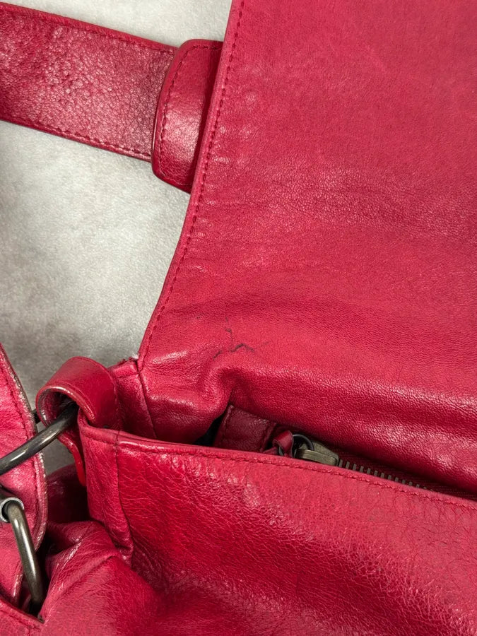 2000s Balenciaga City Red Leather Shoulder Bag atCkMqQ 6