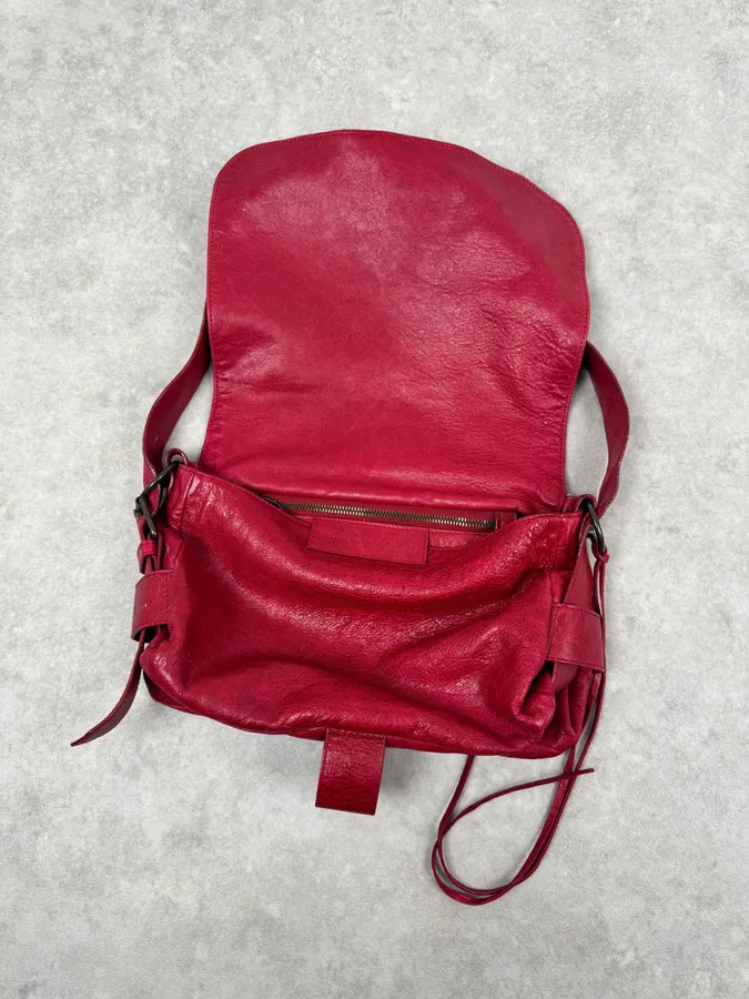 2000s Balenciaga City Red Leather Shoulder Bag atCkMqQ 7