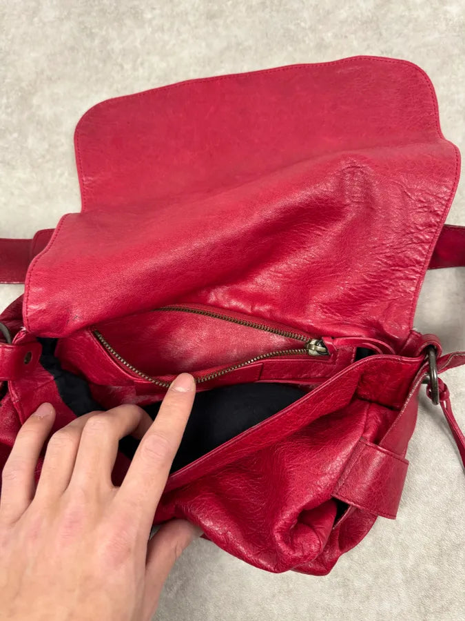 2000s Balenciaga City Red Leather Shoulder Bag atCkMqQ 8