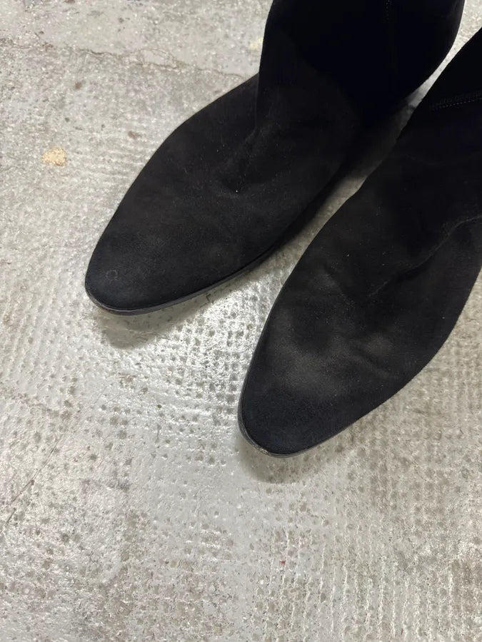 2000s Balenciaga Floral Black Suede Leather Boots eNmPPyZ 2