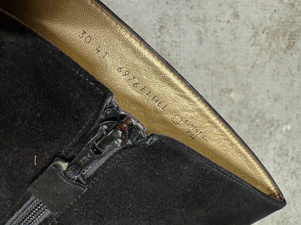 2000s Balenciaga Floral Black Suede Leather Boots eNmPPyZ 6