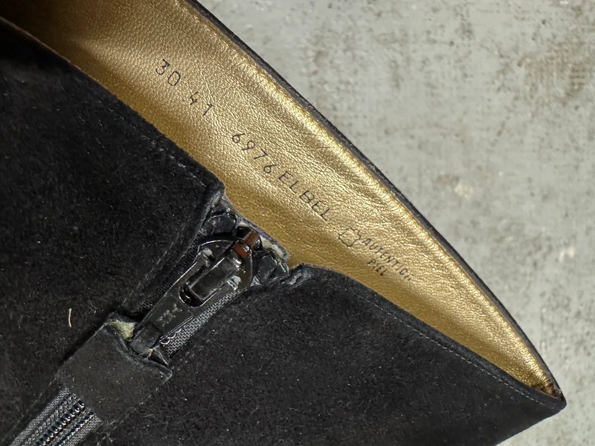 2000s Balenciaga Floral Black Suede Leather Boots eNmPPyZ 6