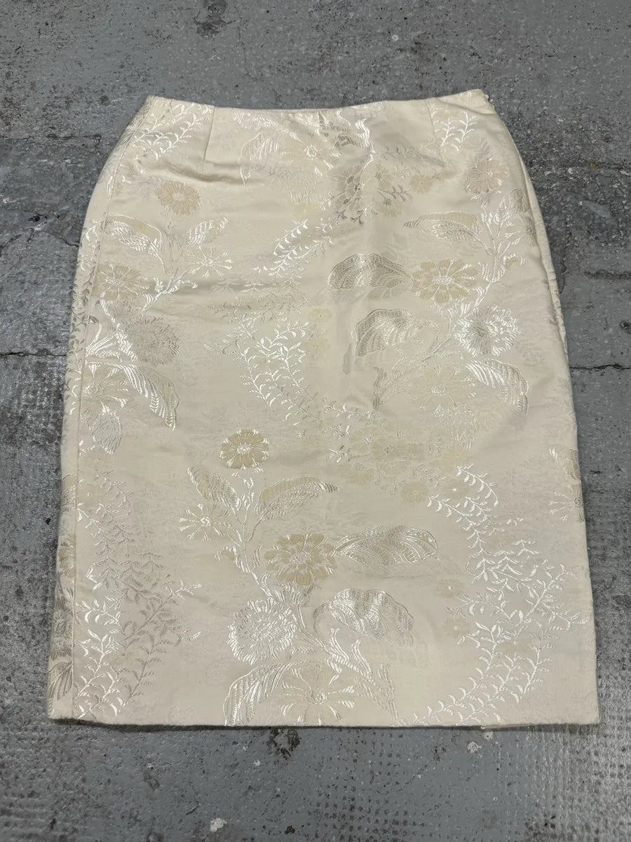 2000s Balenciaga Flowers Cream Beige Skirt uGNaNgQ 0