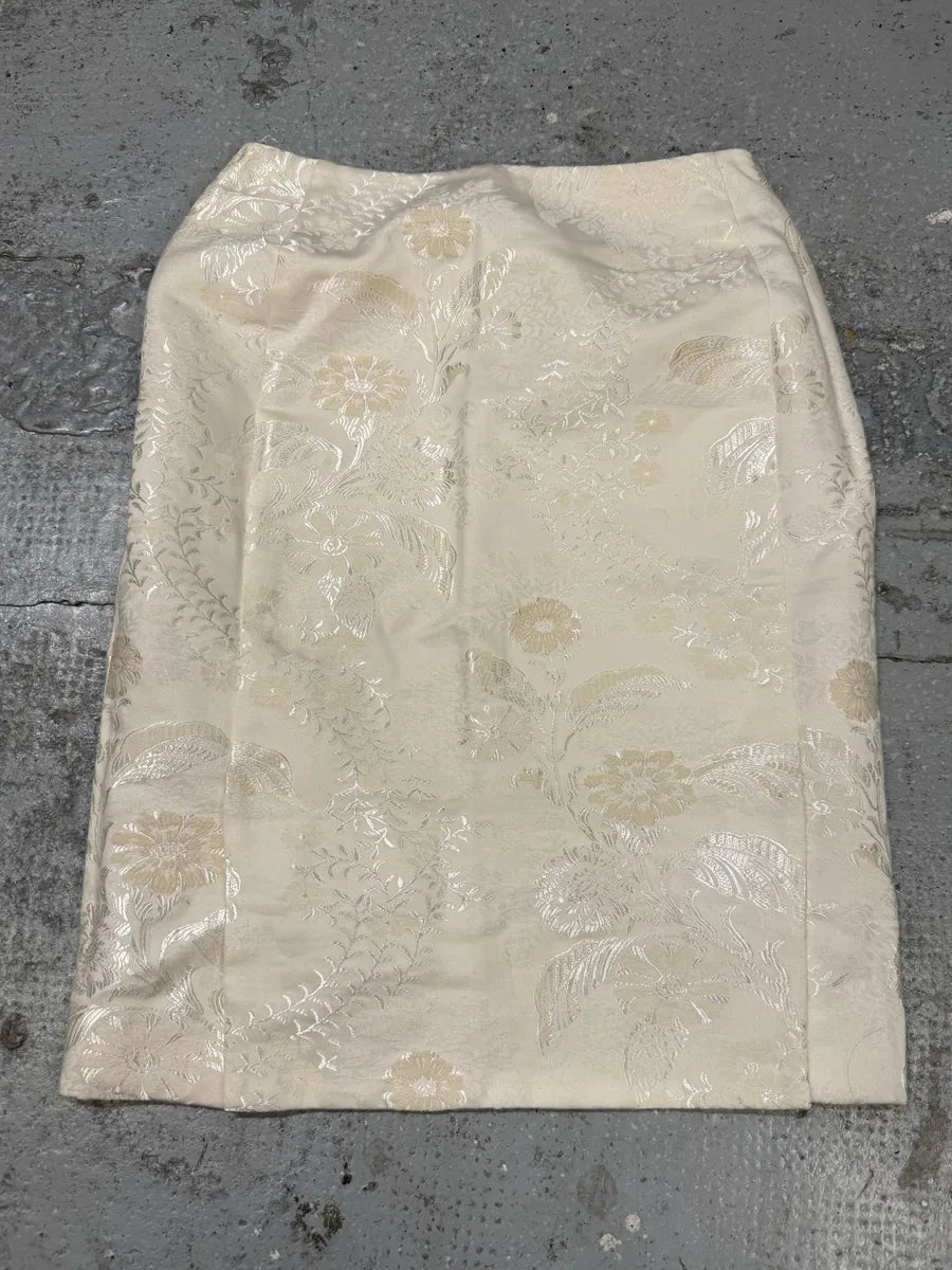 2000s Balenciaga Flowers Cream Beige Skirt uGNaNgQ 1