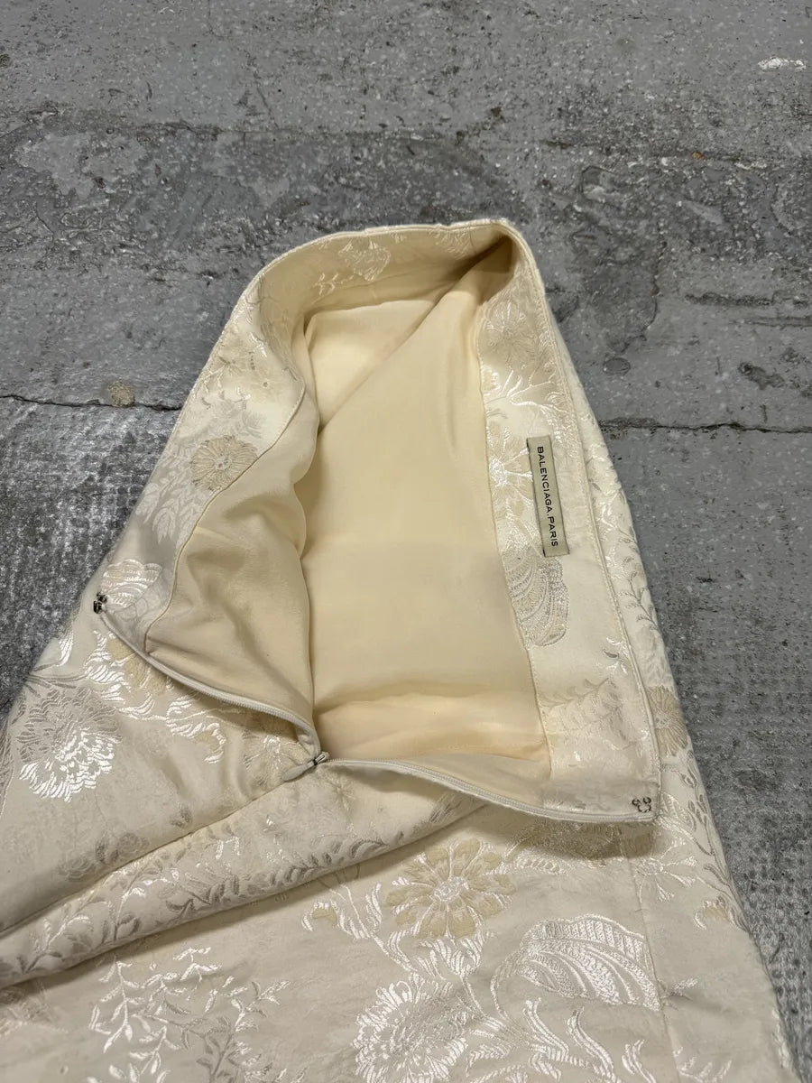 2000s Balenciaga Flowers Cream Beige Skirt uGNaNgQ 2
