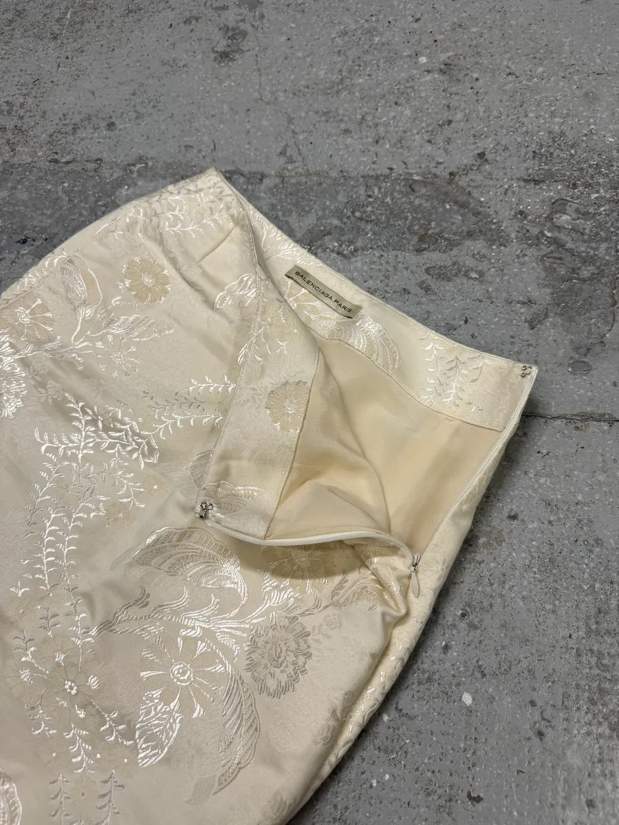 2000s Balenciaga Flowers Cream Beige Skirt uGNaNgQ 5
