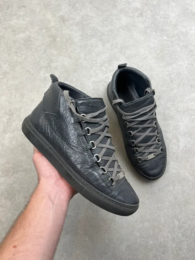2000s Balenciaga Grey Arena High Leather Top Sneakers BeVZIGM 0