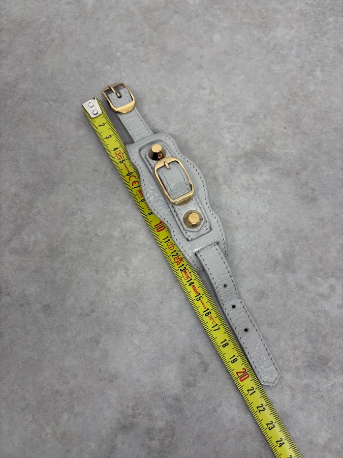 2000s Balenciaga Grey Leather City Bracelet LPKkXeO 6