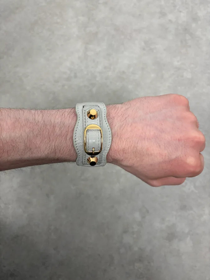 2000s Balenciaga Grey Leather City Bracelet LPKkXeO 2