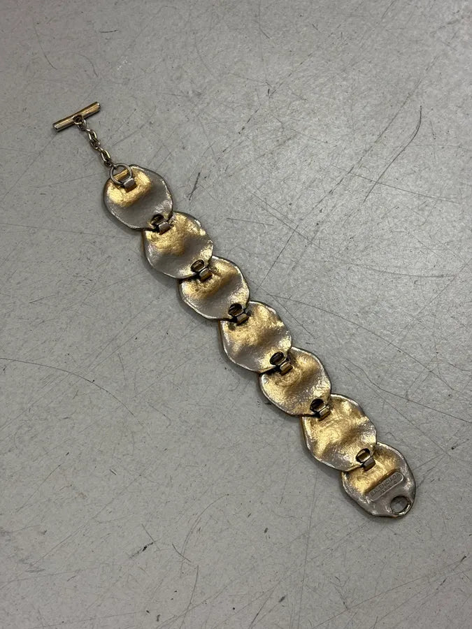2000s Balenciaga Guilded Metal Brushed Petal Bracelet by Ghesquière RBdjEHc 5