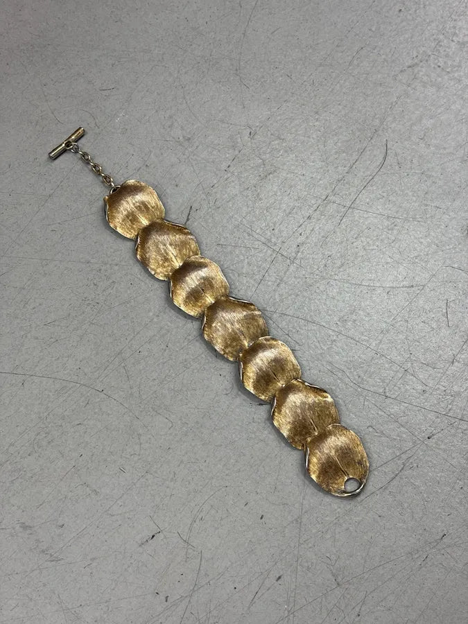 2000s Balenciaga Guilded Metal Brushed Petal Bracelet by Ghesquière RBdjEHc 4