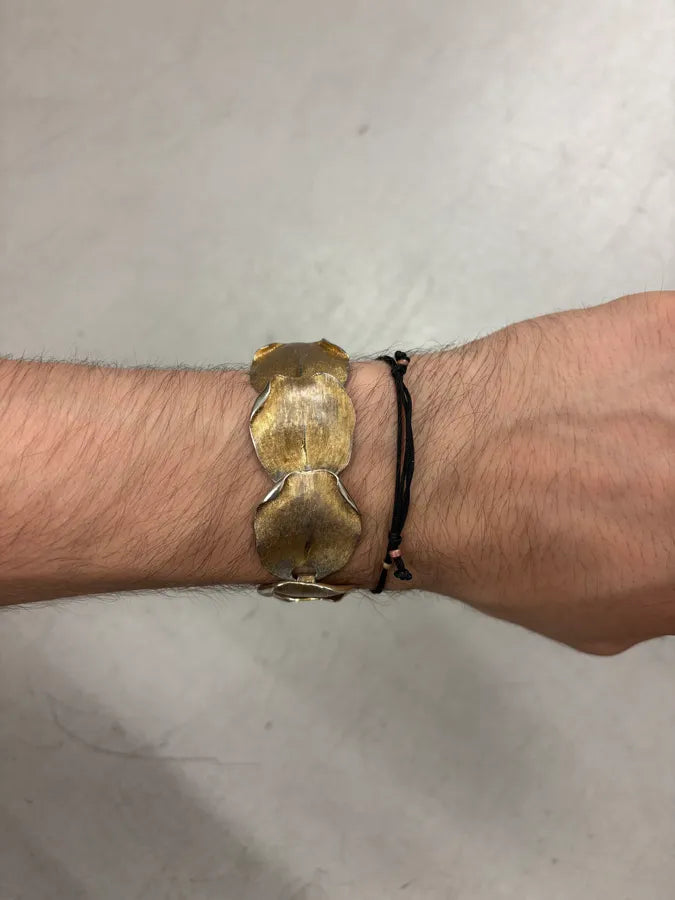 2000s Balenciaga Guilded Metal Brushed Petal Bracelet by Ghesquière RBdjEHc 3