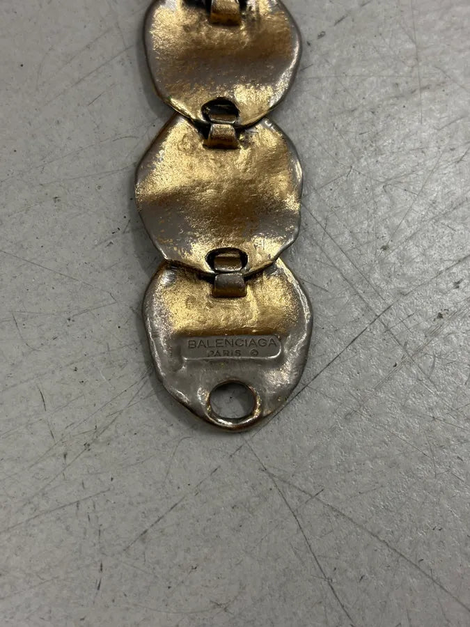 2000s Balenciaga Guilded Metal Brushed Petal Bracelet by Ghesquière RBdjEHc 6