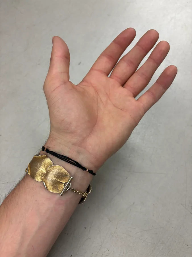2000s Balenciaga Guilded Metal Brushed Petal Bracelet by Ghesquière RBdjEHc 2