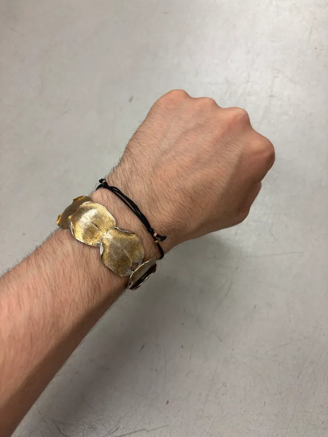 2000s Balenciaga Guilded Metal Brushed Petal Bracelet by Ghesquière RBdjEHc 1