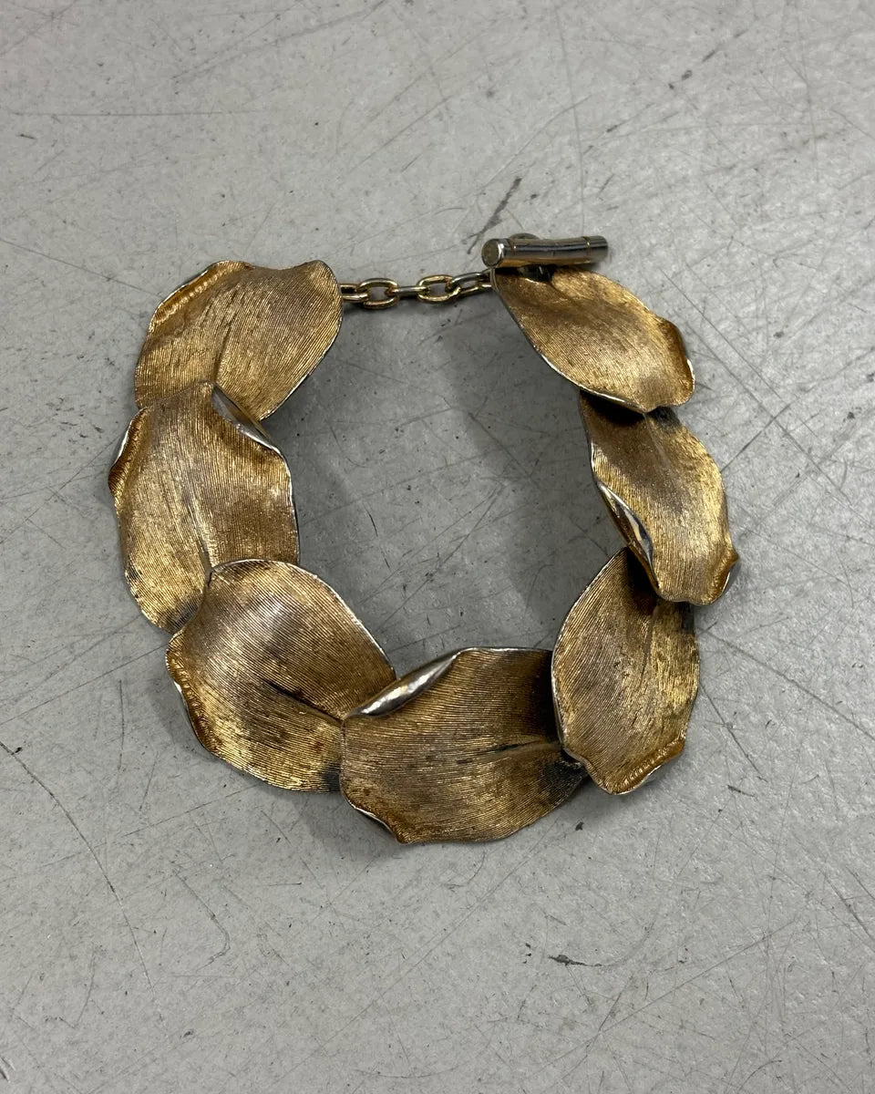 2000s Balenciaga Guilded Metal Brushed Petal Bracelet by Ghesquière RBdjEHc 0