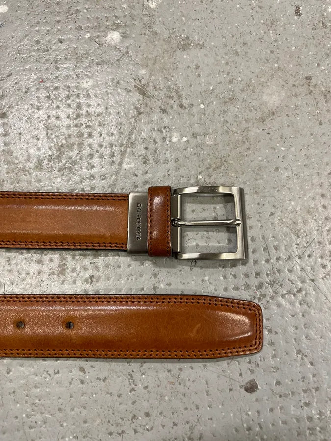 2000s Balenciaga Italian Brown Leather Belt (OS) 2