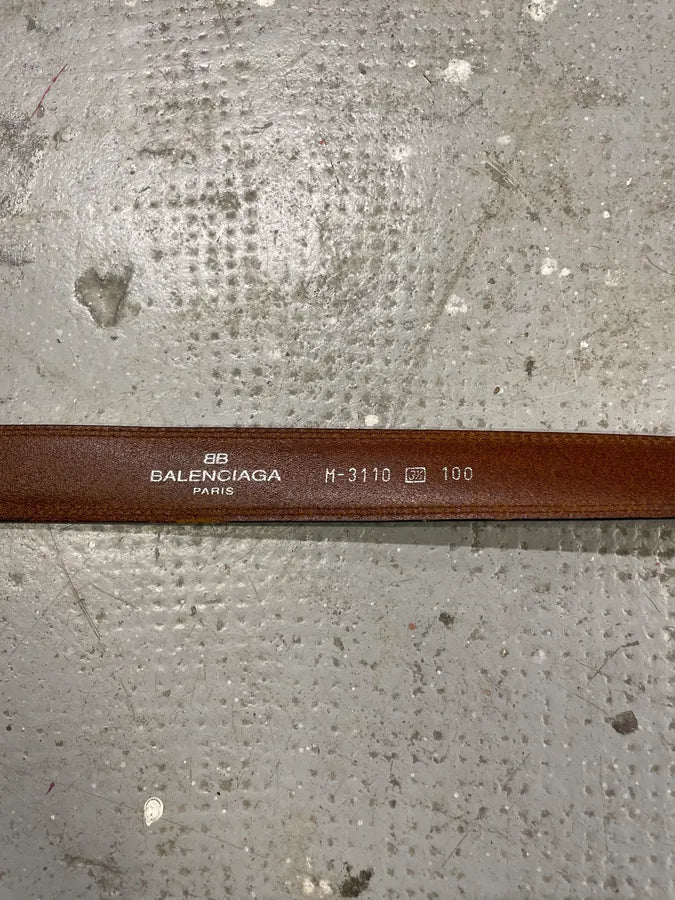 2000s Balenciaga Italian Brown Leather Belt (OS) 6